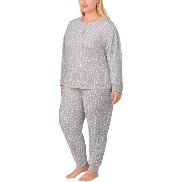 Nautica Women's 2 Piece Stretch Fleece Pajama Sleepwear Set Lounge Shirt Pants - Picture 11 of 12